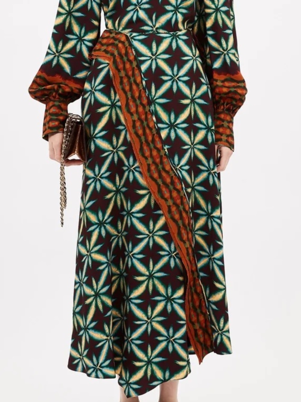 Ulla Johnson Violette Shibori Print Asymmetric Midi Skirt